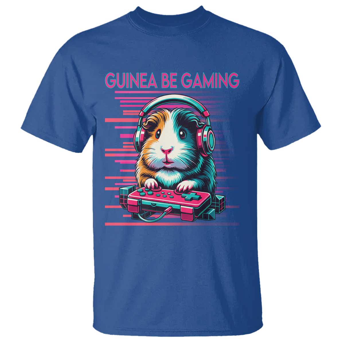 Funny Guinea Pig Video Game Player Gift T Shirt Guinea Be Gaming TS12 Royal Blue Print Your Wear