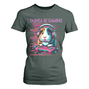 Funny Guinea Pig Video Game Player Gift T Shirt For Women Guinea Be Gaming TS12 Dark Forest Green Print Your Wear