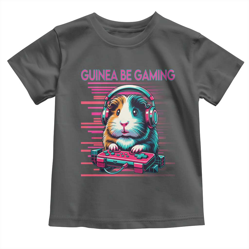Funny Guinea Pig Video Game Player Gift Toddler T Shirt Guinea Be Gaming TS12 Dark Heather Print Your Wear
