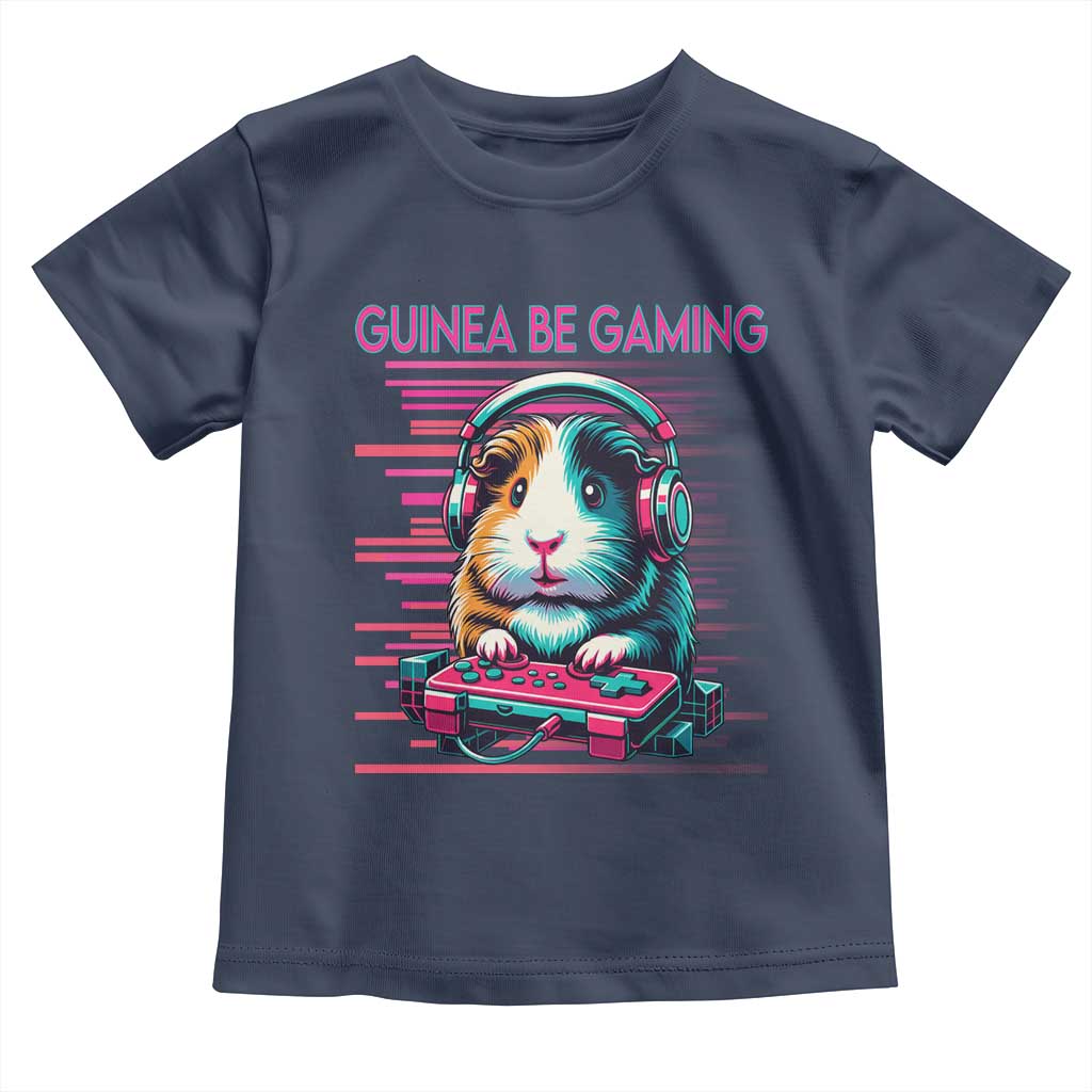 Funny Guinea Pig Video Game Player Gift Toddler T Shirt Guinea Be Gaming TS12 Navy Print Your Wear