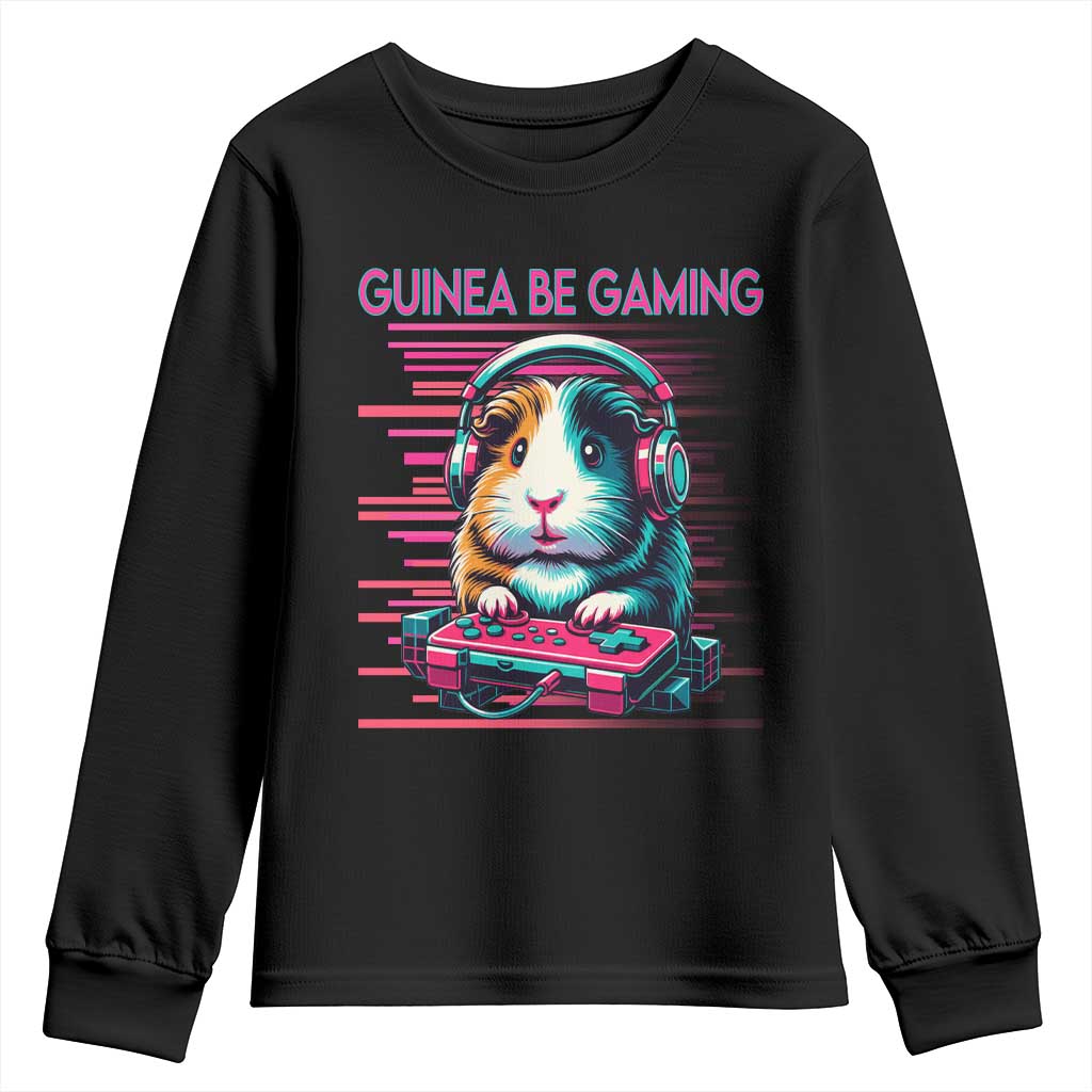 Funny Guinea Pig Video Game Player Gift Youth Sweatshirt Guinea Be Gaming TS12 Black Print Your Wear