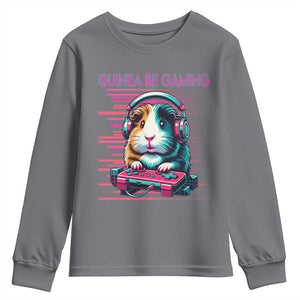 Funny Guinea Pig Video Game Player Gift Youth Sweatshirt Guinea Be Gaming TS12 Charcoal Print Your Wear