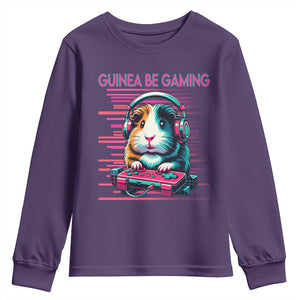 Funny Guinea Pig Video Game Player Gift Youth Sweatshirt Guinea Be Gaming TS12 Purple Print Your Wear