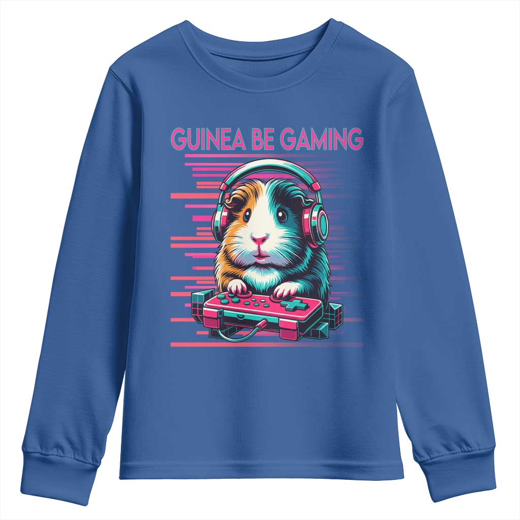 Funny Guinea Pig Video Game Player Gift Youth Sweatshirt Guinea Be Gaming TS12 Royal Blue Print Your Wear