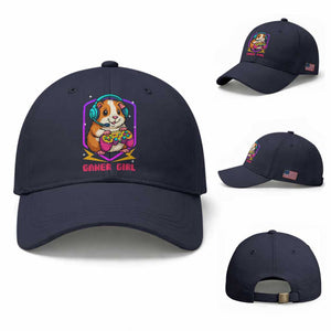 Guinea Pig Video Game Rodent Lover Baseball Cap Funny Gamers Girl Gift TS12 Baseball Cap Universal Fit Navy Print Your Wear