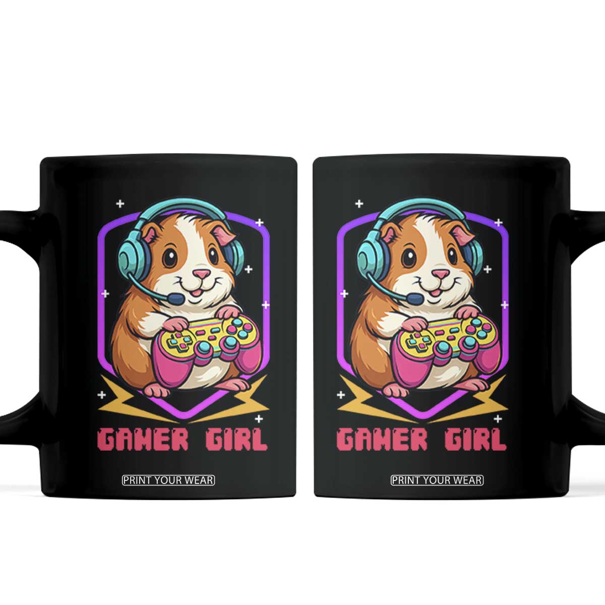 Guinea Pig Video Game Rodent Lover Coffee Mug Funny Gamers Girl Gift TS12 Black Print Your Wear