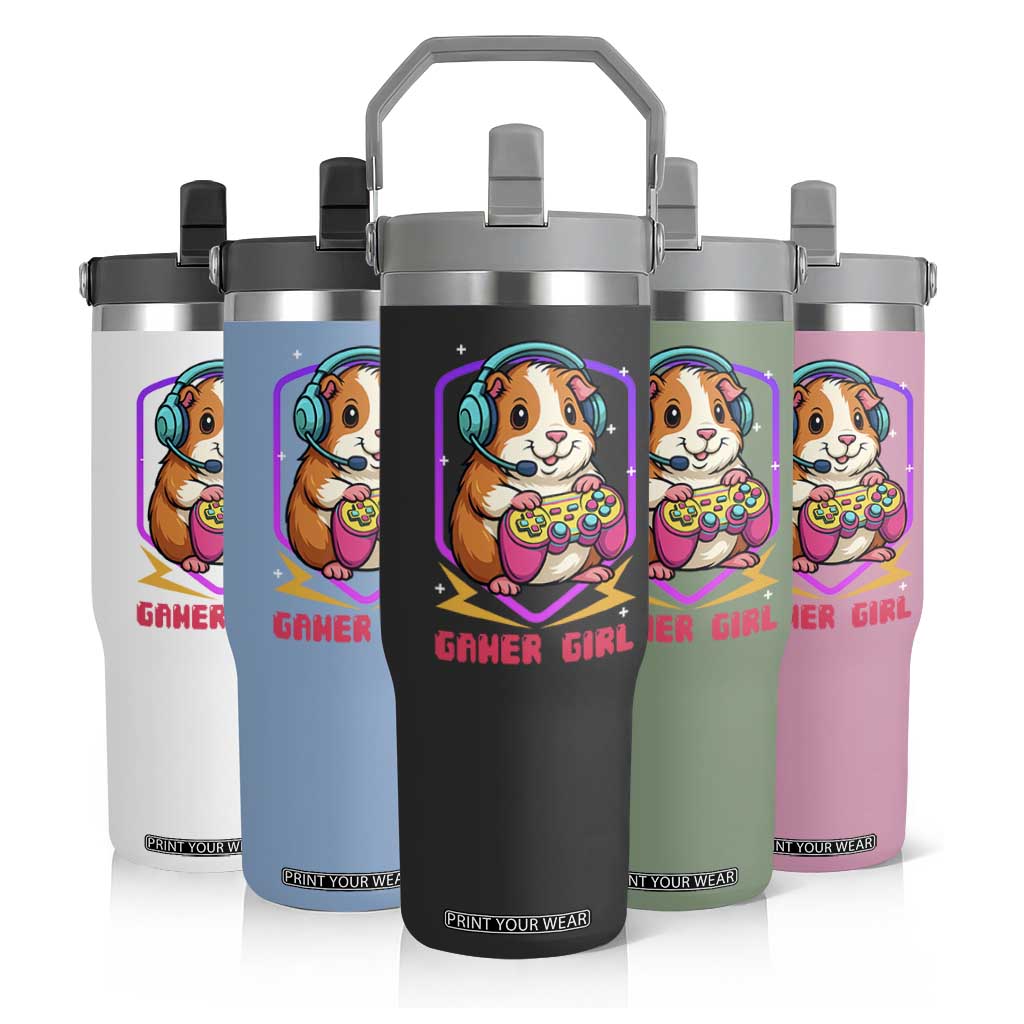 Guinea Pig Video Game Rodent Lover Flip Straw Tumbler Funny Gamers Girl Gift TS12 Print Your Wear