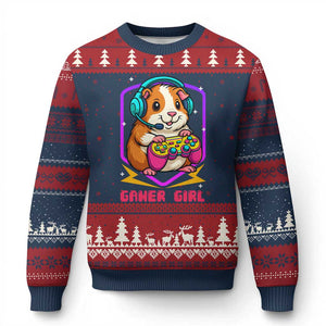 Guinea Pig Video Game Rodent Lover Ugly Christmas Sweater Funny Gamers Girl Gift TS12 Navy Red Print Your Wear