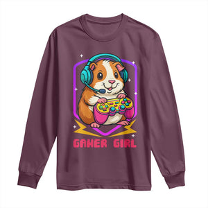 Guinea Pig Video Game Rodent Lover Long Sleeve Shirt Funny Gamers Girl Gift TS12 Maroon Print Your Wear