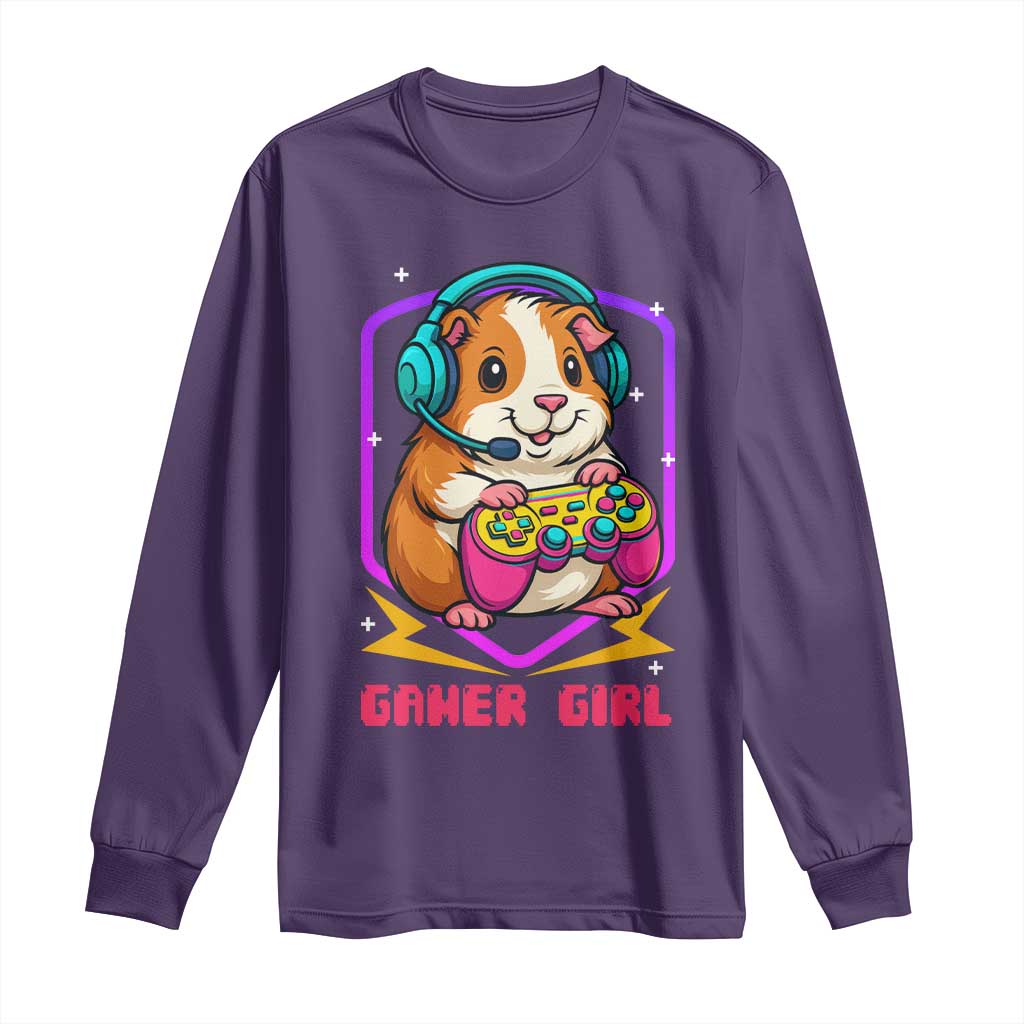 Guinea Pig Video Game Rodent Lover Long Sleeve Shirt Funny Gamers Girl Gift TS12 Purple Print Your Wear