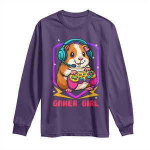 Guinea Pig Video Game Rodent Lover Long Sleeve Shirt Funny Gamers Girl Gift TS12 Purple Print Your Wear