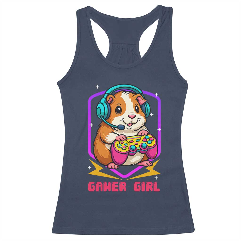 Guinea Pig Video Game Rodent Lover Racerback Tank Top Funny Gamers Girl Gift TS12 Navy Print Your Wear