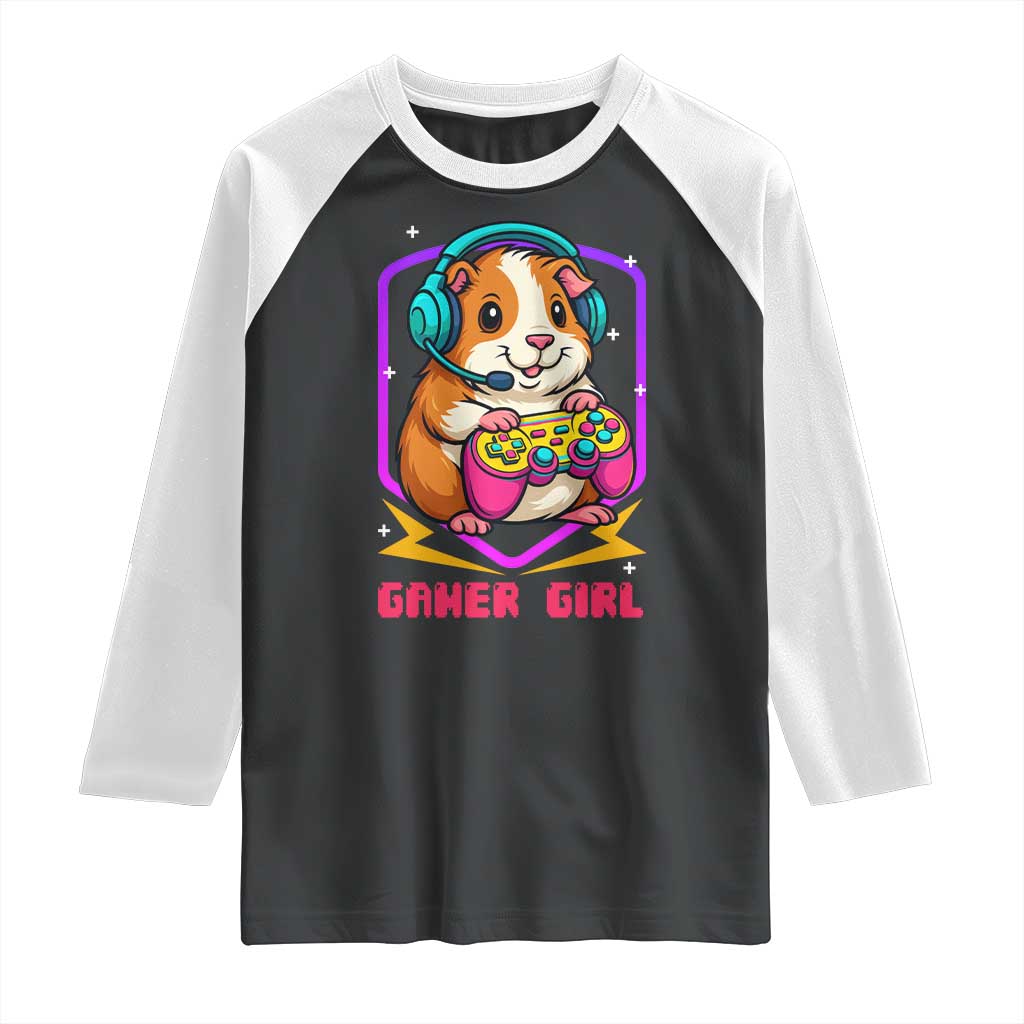 Guinea Pig Video Game Rodent Lover Raglan Shirt Funny Gamers Girl Gift TS12 Black White Print Your Wear