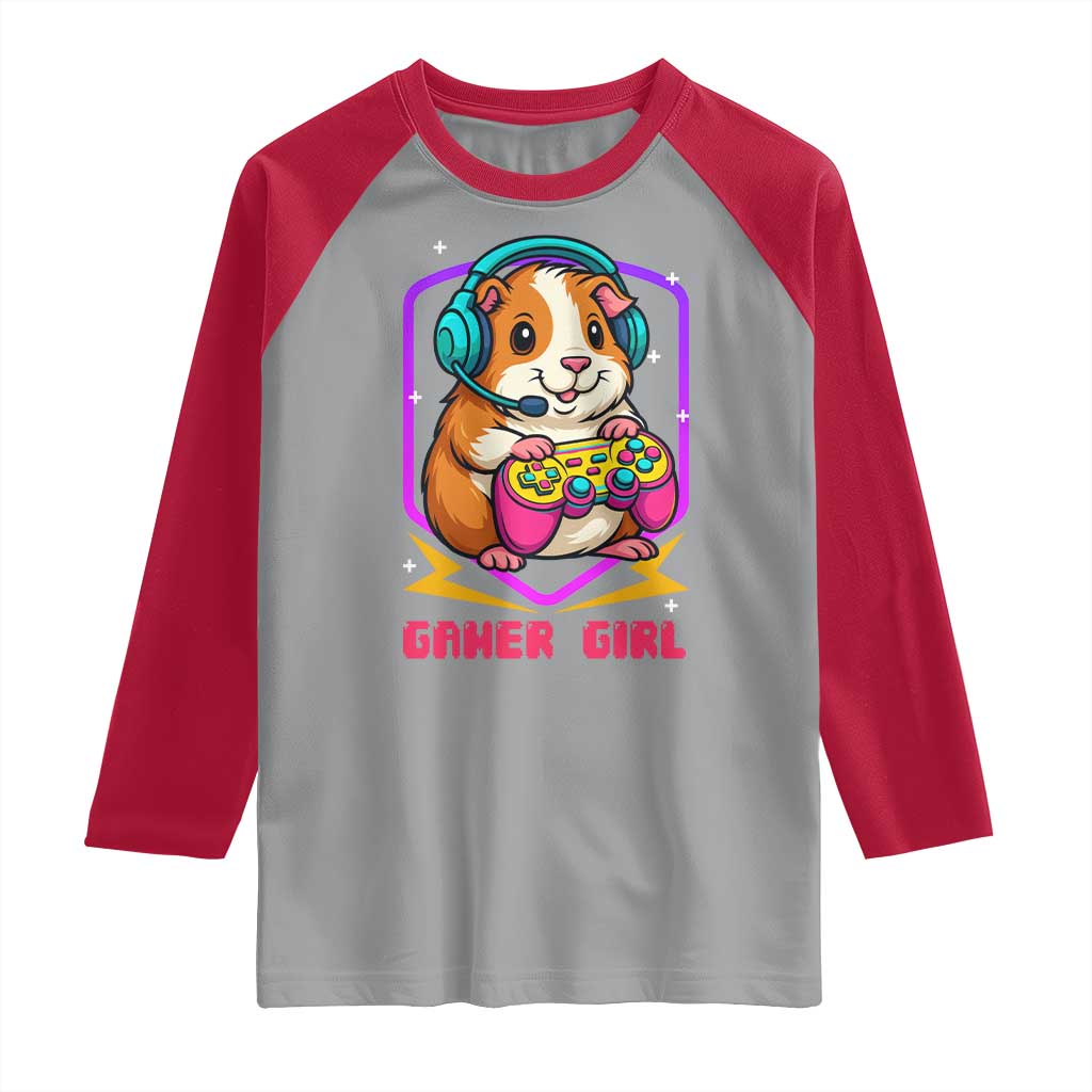 Guinea Pig Video Game Rodent Lover Raglan Shirt Funny Gamers Girl Gift TS12 Sport Gray Red Print Your Wear