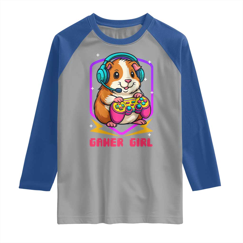 Guinea Pig Video Game Rodent Lover Raglan Shirt Funny Gamers Girl Gift TS12 Sport Gray Royal Print Your Wear