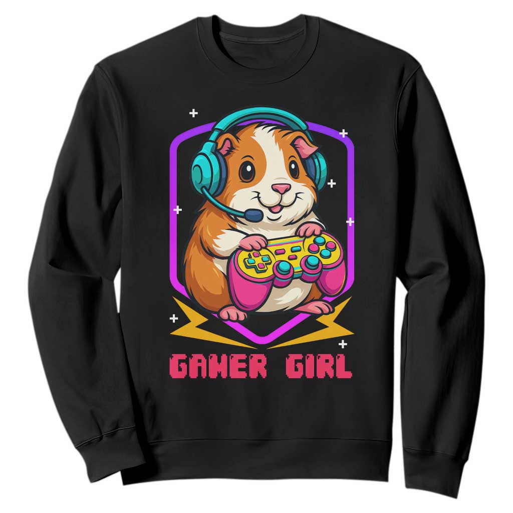 Guinea Pig Video Game Rodent Lover Sweatshirt Funny Gamers Girl Gift TS12 Black Print Your Wear