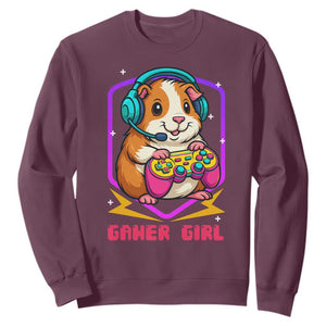 Guinea Pig Video Game Rodent Lover Sweatshirt Funny Gamers Girl Gift TS12 Maroon Print Your Wear