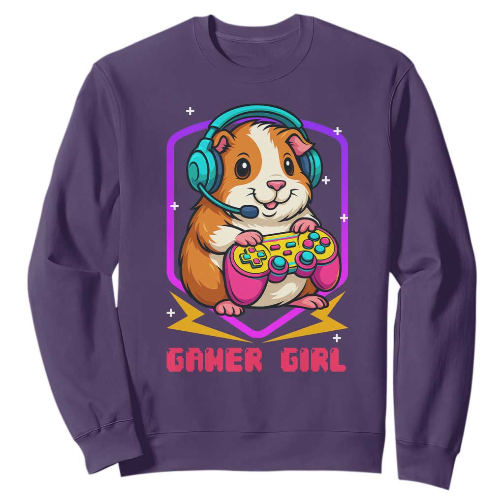 Guinea Pig Video Game Rodent Lover Sweatshirt Funny Gamers Girl Gift TS12 Purple Print Your Wear
