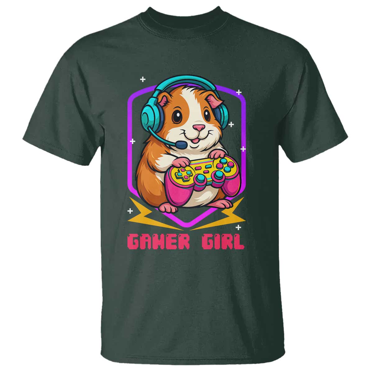 Guinea Pig Video Game Rodent Lover T Shirt Funny Gamers Girl Gift TS12 Dark Forest Green Print Your Wear