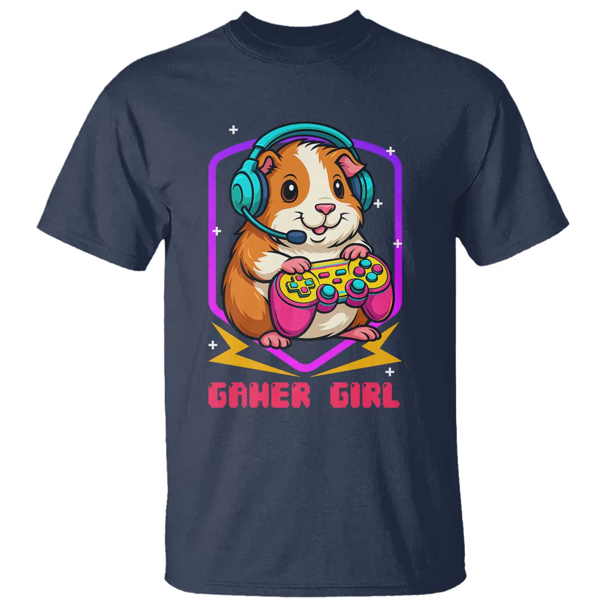 Guinea Pig Video Game Rodent Lover T Shirt Funny Gamers Girl Gift TS12 Navy Print Your Wear