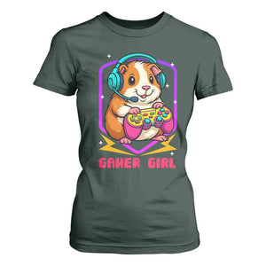 Guinea Pig Video Game Rodent Lover T Shirt For Women Funny Gamers Girl Gift TS12 Dark Forest Green Print Your Wear