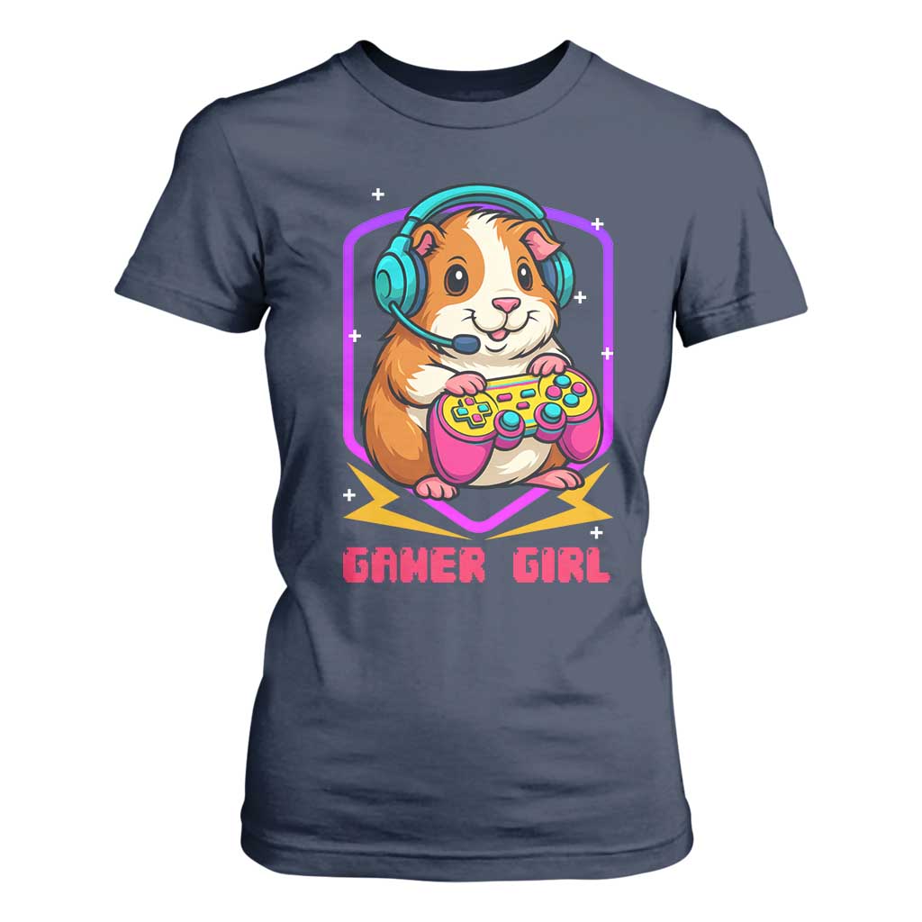 Guinea Pig Video Game Rodent Lover T Shirt For Women Funny Gamers Girl Gift TS12 Navy Print Your Wear