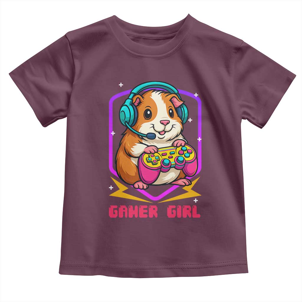 Guinea Pig Video Game Rodent Lover Toddler T Shirt Funny Gamers Girl Gift TS12 Maroon Print Your Wear