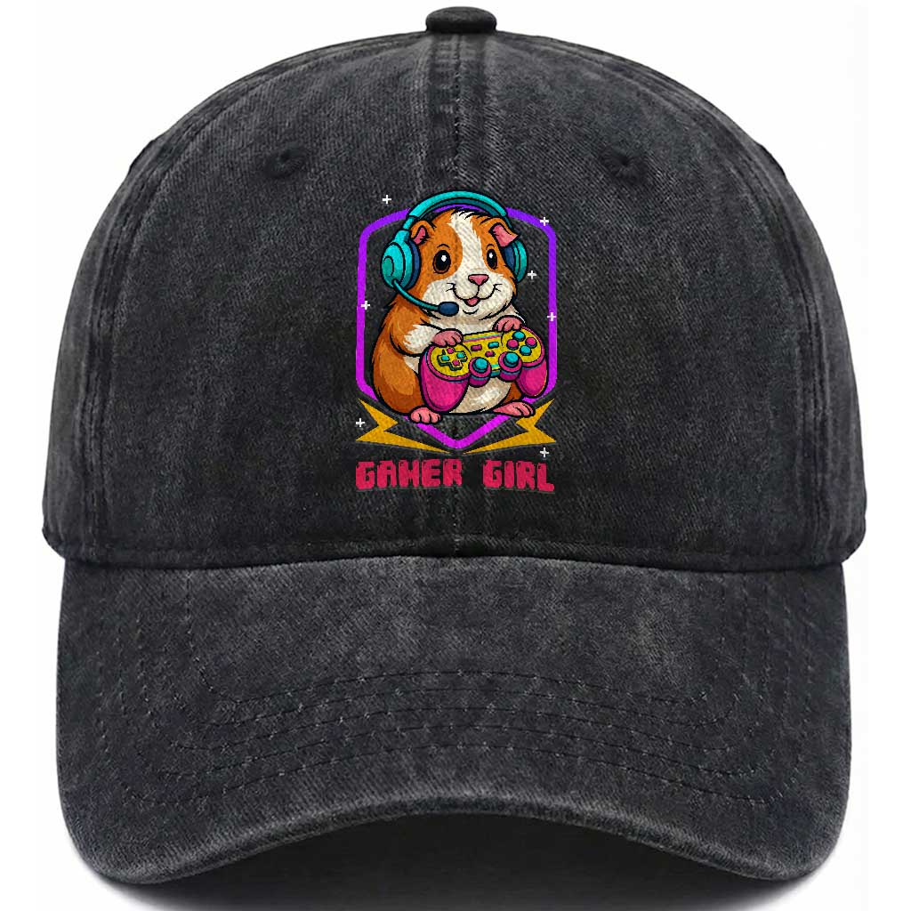 Guinea Pig Video Game Rodent Lover Washed Cotton Baseball Cap Funny Gamers Girl Gift TS12 Print Your Wear