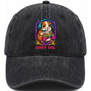 Guinea Pig Video Game Rodent Lover Washed Cotton Baseball Cap Funny Gamers Girl Gift TS12 Print Your Wear