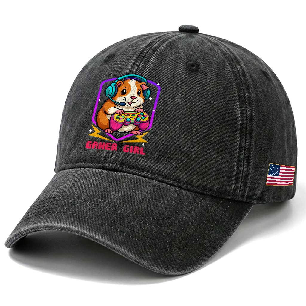 Guinea Pig Video Game Rodent Lover Washed Cotton Baseball Cap Funny Gamers Girl Gift TS12 Print Your Wear