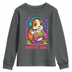 Guinea Pig Video Game Rodent Lover Youth Sweatshirt Funny Gamers Girl Gift TS12 Dark Heather Print Your Wear