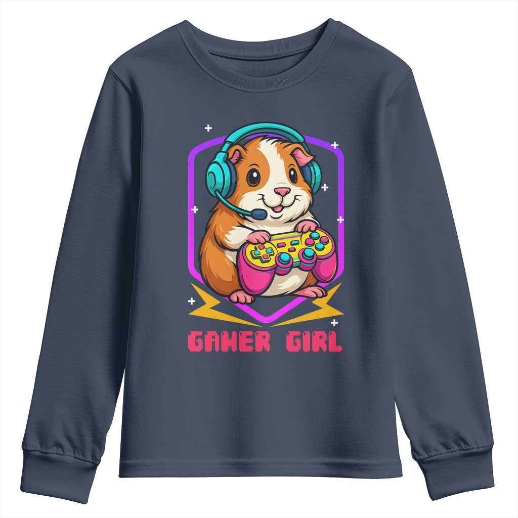 Guinea Pig Video Game Rodent Lover Youth Sweatshirt Funny Gamers Girl Gift TS12 Navy Print Your Wear