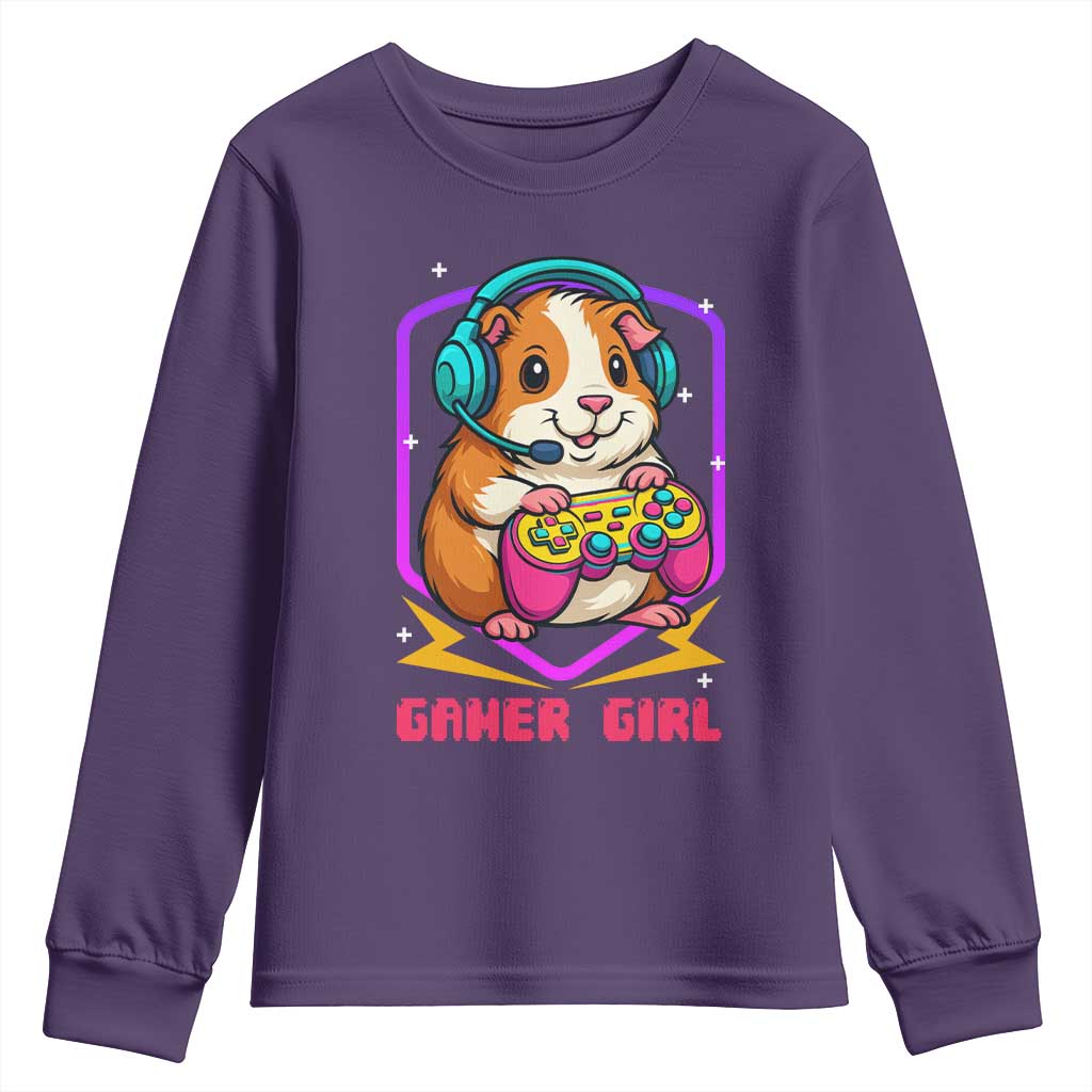 Guinea Pig Video Game Rodent Lover Youth Sweatshirt Funny Gamers Girl Gift TS12 Purple Print Your Wear