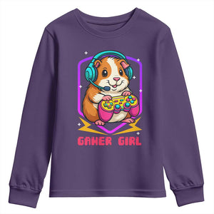 Guinea Pig Video Game Rodent Lover Youth Sweatshirt Funny Gamers Girl Gift TS12 Purple Print Your Wear