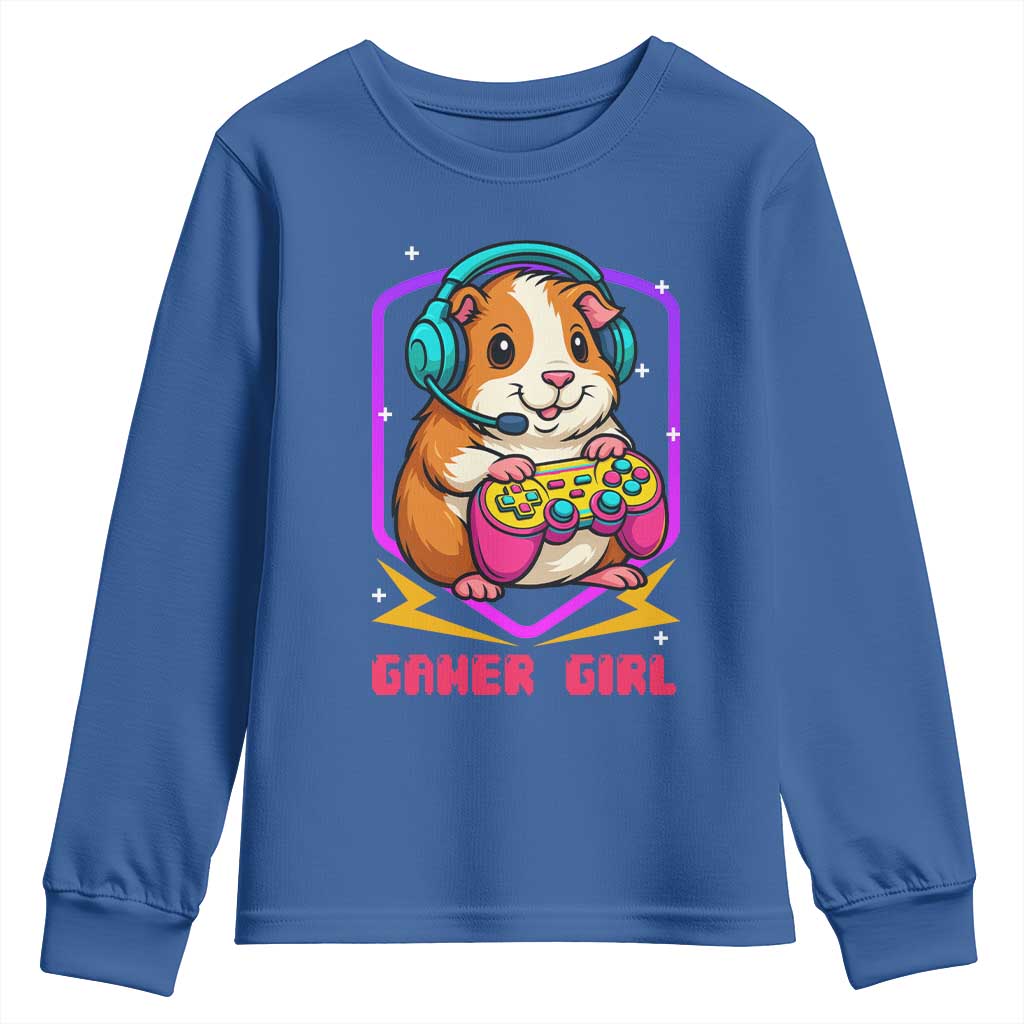Guinea Pig Video Game Rodent Lover Youth Sweatshirt Funny Gamers Girl Gift TS12 Royal Blue Print Your Wear