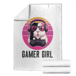 Funny Guinea Pig Video Game Rodent Lover Throw Blanket Gamers Girl Sunset Retro Gift TS12 White Print Your Wear