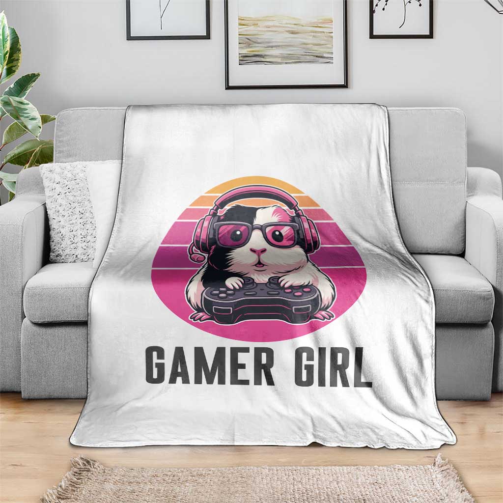 Funny Guinea Pig Video Game Rodent Lover Throw Blanket Gamers Girl Sunset Retro Gift TS12 Print Your Wear