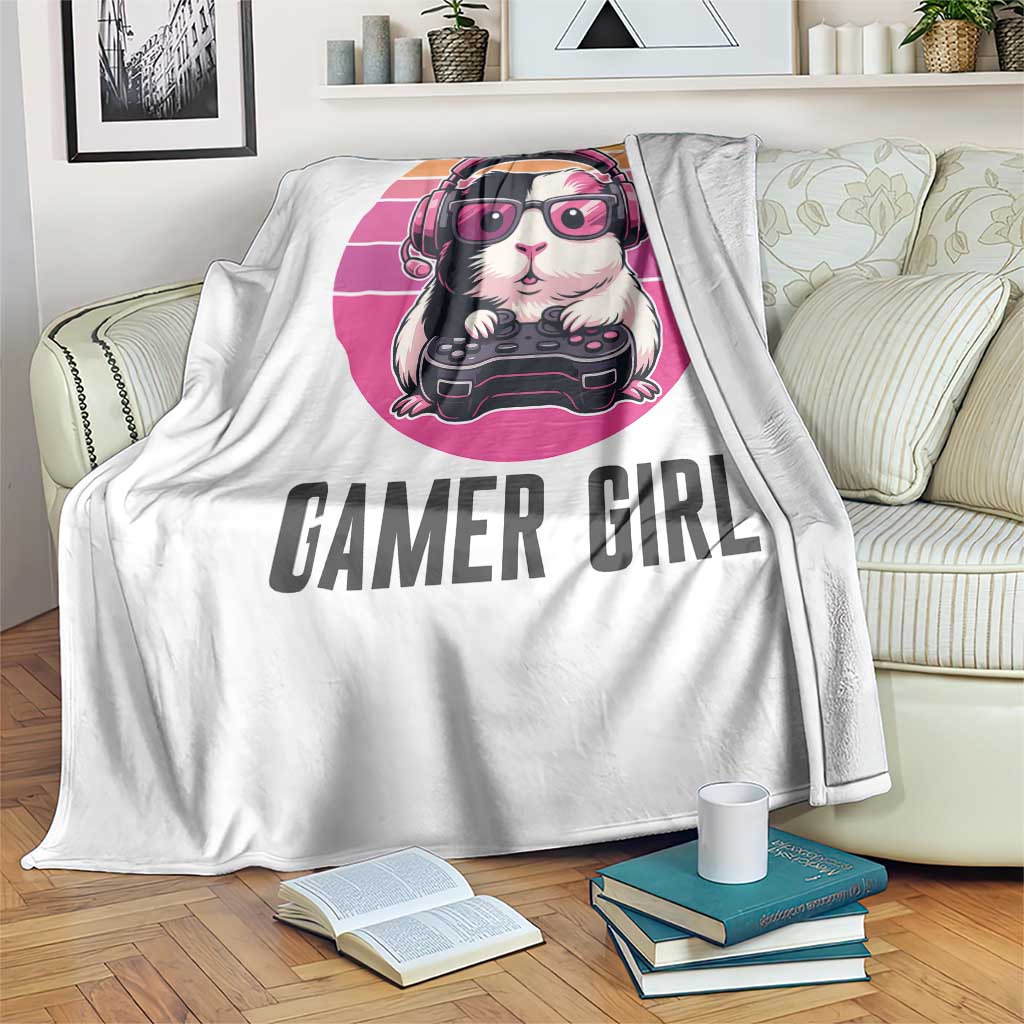 Funny Guinea Pig Video Game Rodent Lover Throw Blanket Gamers Girl Sunset Retro Gift TS12 Print Your Wear