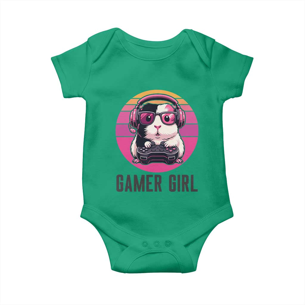 Funny Guinea Pig Video Game Rodent Lover Baby Onesie Gamers Girl Sunset Retro Gift TS12 Irish Green Print Your Wear