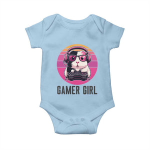 Funny Guinea Pig Video Game Rodent Lover Baby Onesie Gamers Girl Sunset Retro Gift TS12 Light Blue Print Your Wear