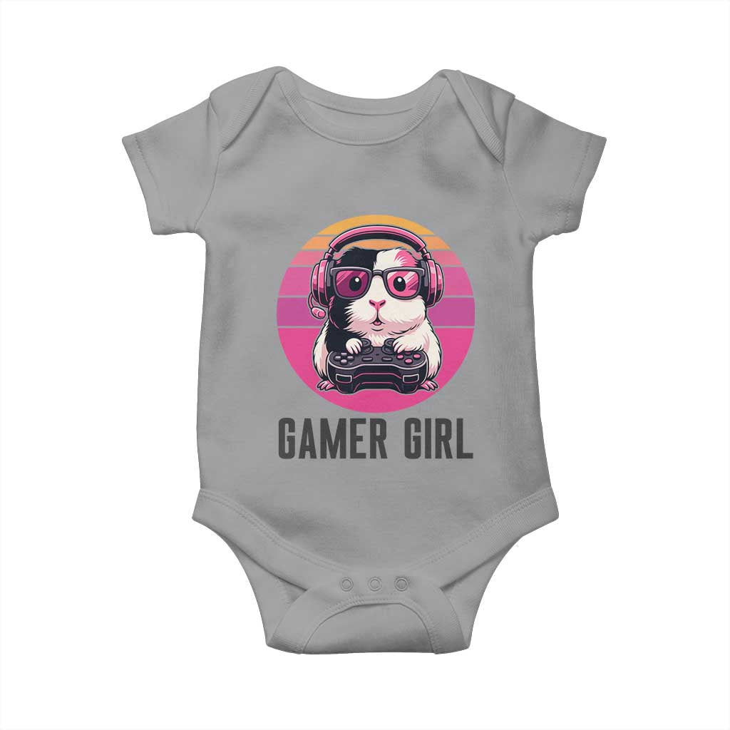 Funny Guinea Pig Video Game Rodent Lover Baby Onesie Gamers Girl Sunset Retro Gift TS12 Sport Gray Print Your Wear