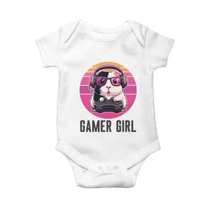 Funny Guinea Pig Video Game Rodent Lover Baby Onesie Gamers Girl Sunset Retro Gift TS12 White Print Your Wear