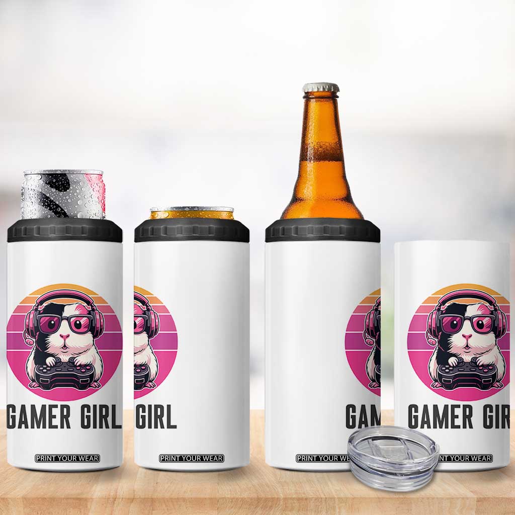 Funny Guinea Pig Video Game Rodent Lover 4 in 1 Can Cooler Tumbler Gamers Girl Sunset Retro Gift TS12 Print Your Wear