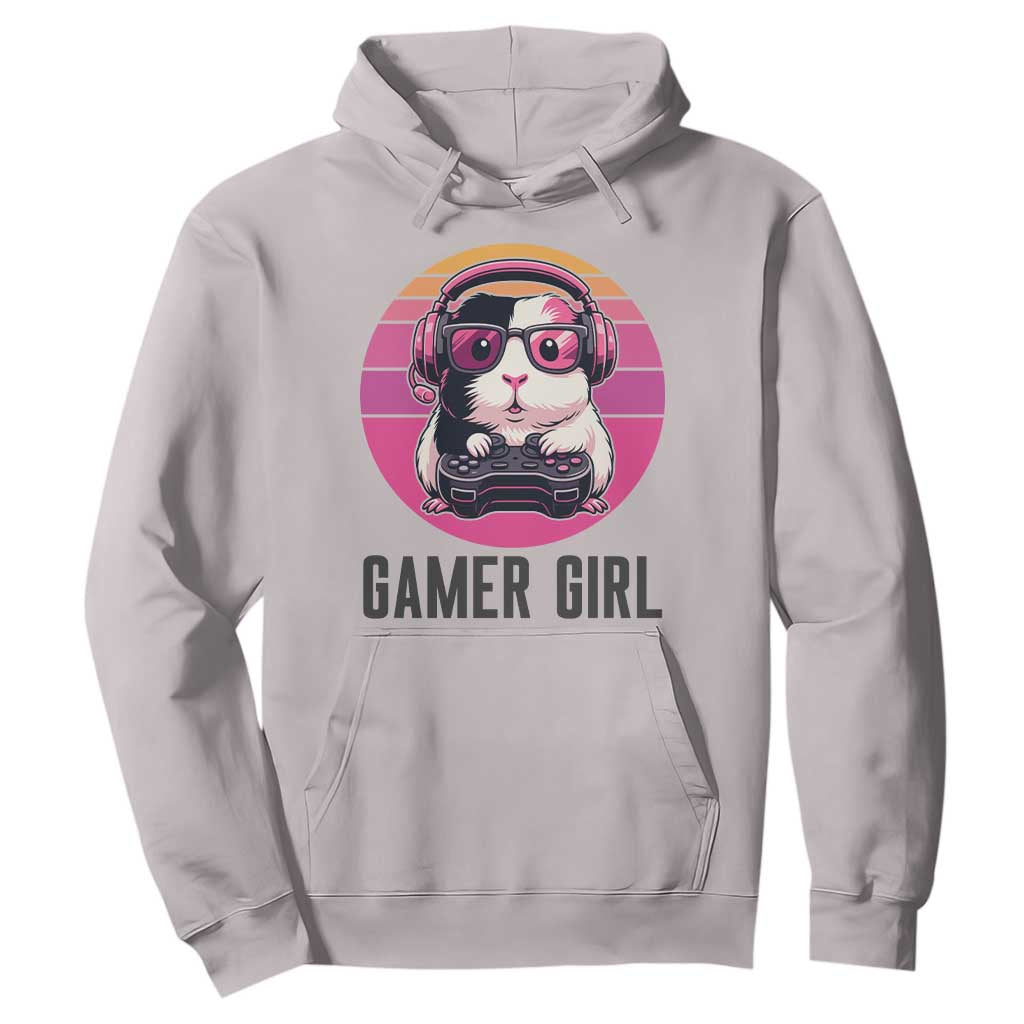 Funny Guinea Pig Video Game Rodent Lover Hoodie Gamers Girl Sunset Retro Gift TS12 Ice Gray Print Your Wear