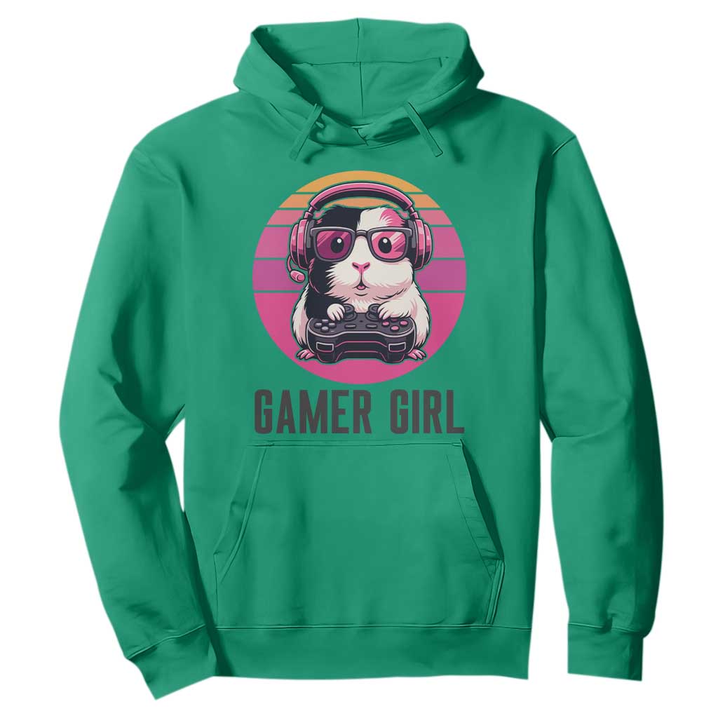 Funny Guinea Pig Video Game Rodent Lover Hoodie Gamers Girl Sunset Retro Gift TS12 Irish Green Print Your Wear