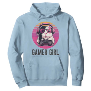 Funny Guinea Pig Video Game Rodent Lover Hoodie Gamers Girl Sunset Retro Gift TS12 Light Blue Print Your Wear