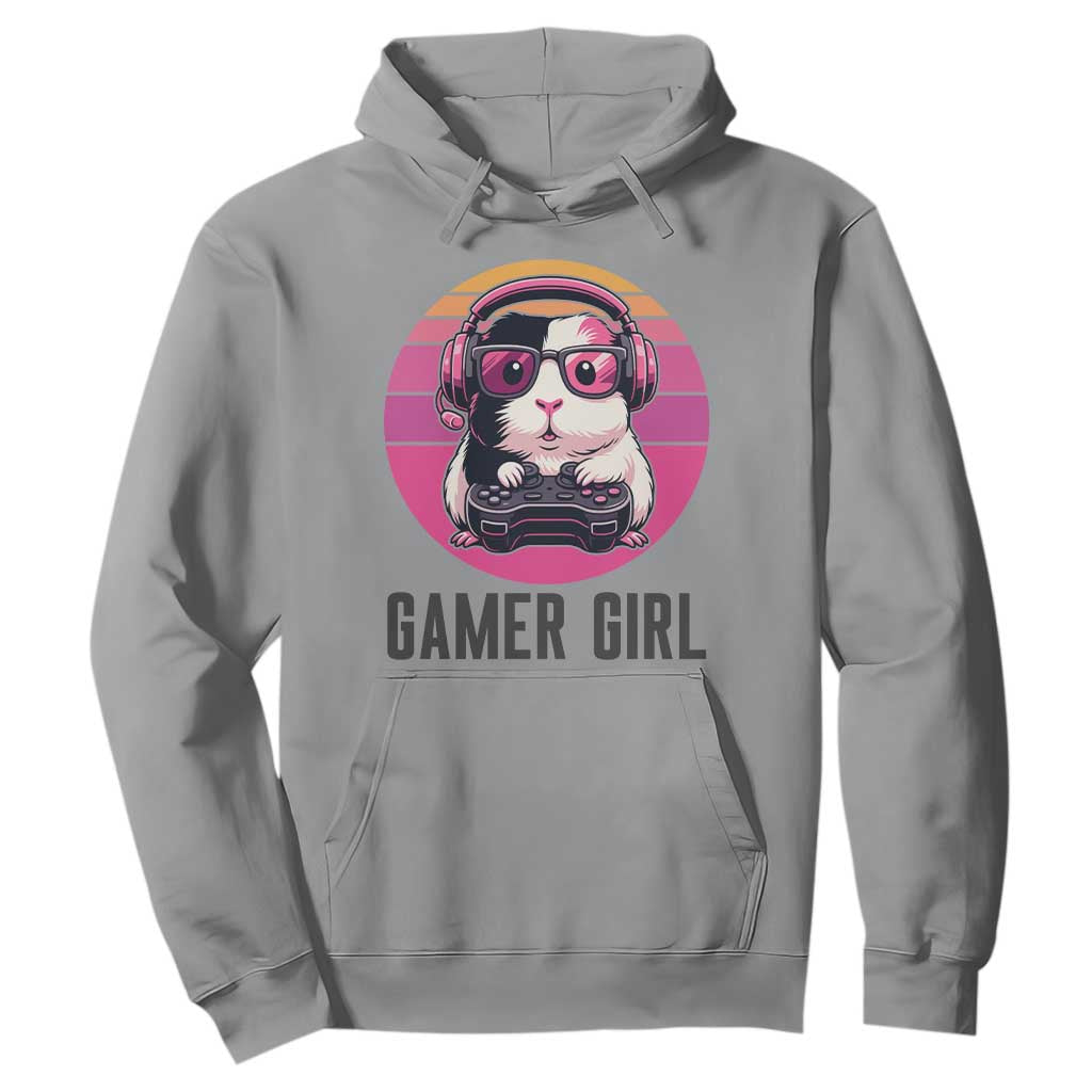 Funny Guinea Pig Video Game Rodent Lover Hoodie Gamers Girl Sunset Retro Gift TS12 Sport Gray Print Your Wear