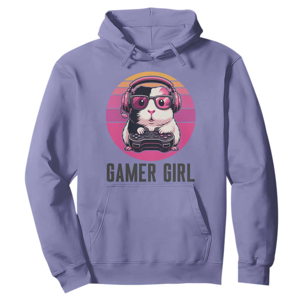 Funny Guinea Pig Video Game Rodent Lover Hoodie Gamers Girl Sunset Retro Gift TS12 Violet Print Your Wear