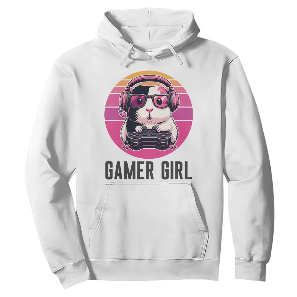 Funny Guinea Pig Video Game Rodent Lover Hoodie Gamers Girl Sunset Retro Gift TS12 White Print Your Wear