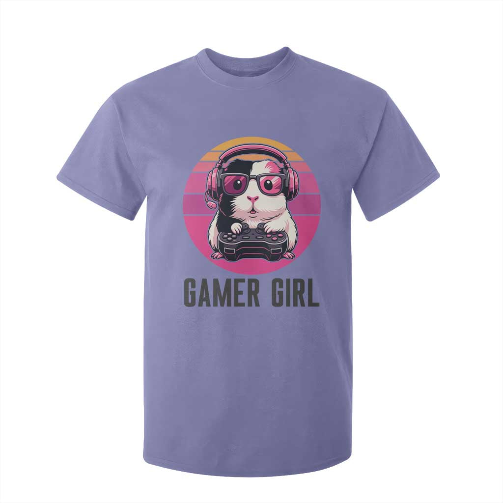 Funny Guinea Pig Video Game Rodent Lover T Shirt For Kid Gamers Girl Sunset Retro Gift TS12 Violet Print Your Wear